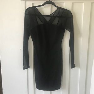Zara bodycon dress sheer sleeves and cross back